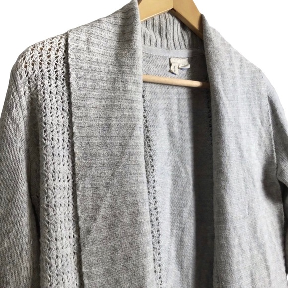 Anthropologie Moth XS Open Front Gray Oversized Sweater Cardigan Cozy Layering - Picture 2 of 5